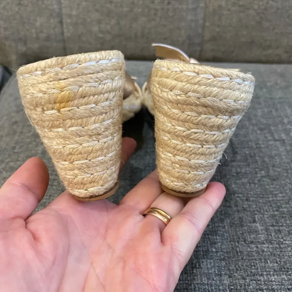 Alexandre Birman Clarita Demi Espadrille Wedge Sandals in Gold Size 38.5